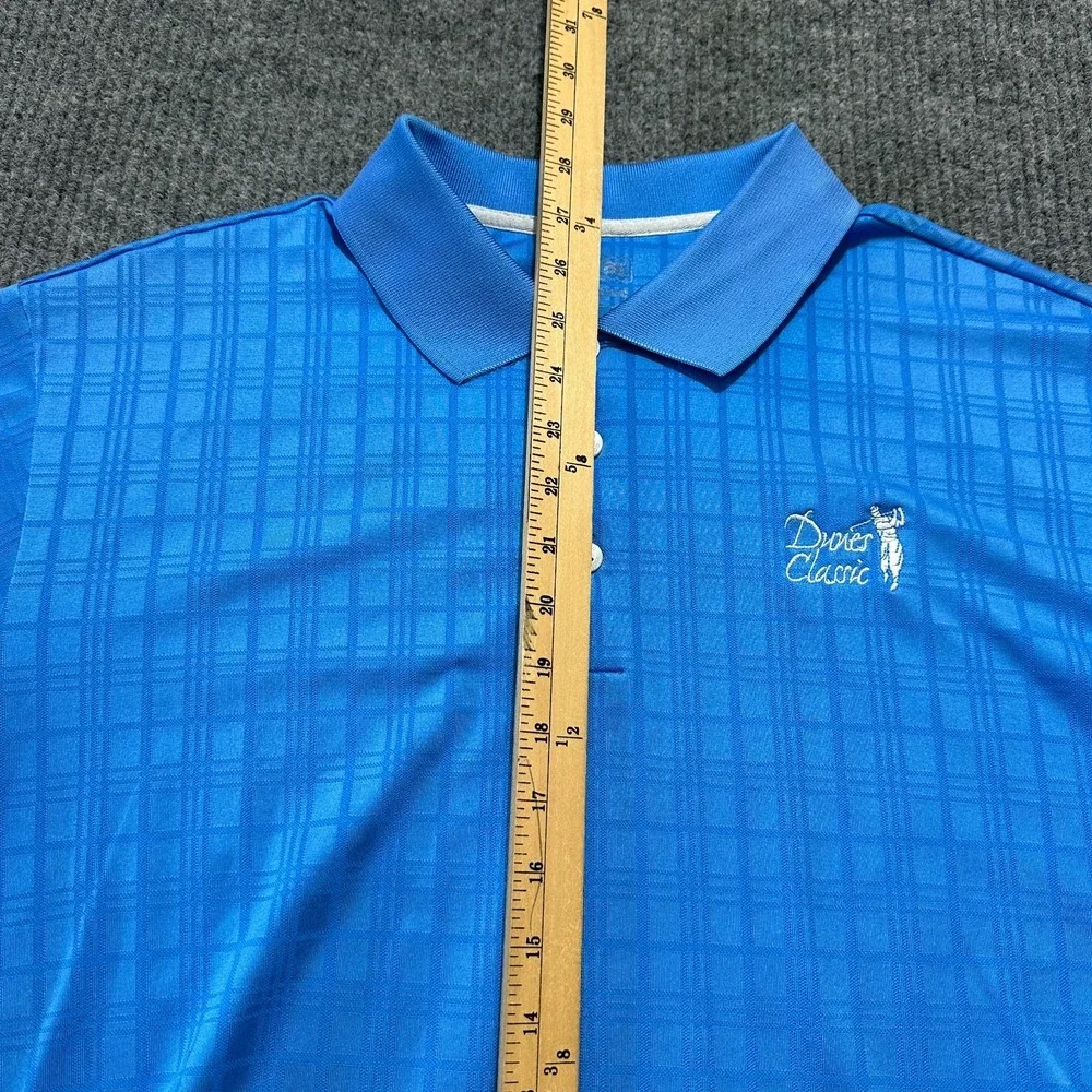Adidas Climacool Dunes Classic Mens Golf Polo Shirt L Blue Plaid Short‎ Sleeve